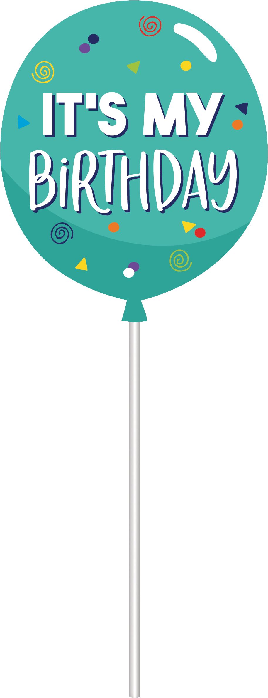 Birthday Balloon "Happy Bday" Plastic Scene Setter Background Decoration with Photo Booth Props, Red/Blue, 40-in, 22-pk, for Birthday Party Front_Flat