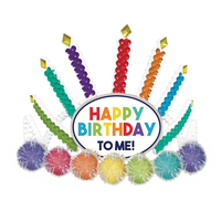 Diadème lumineuse multicolore avec pompon Happy Birthday to Me, enfant Front_Flat