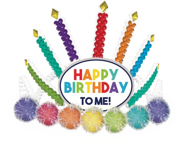 Child Light-Up Multicolour Pom-Pom Happy Birthday to Me Tiara Front_Flat
