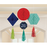 A Reason to Celebrate Honeycomb Decorations with Tails, 3-pc Composite_or_Mixed