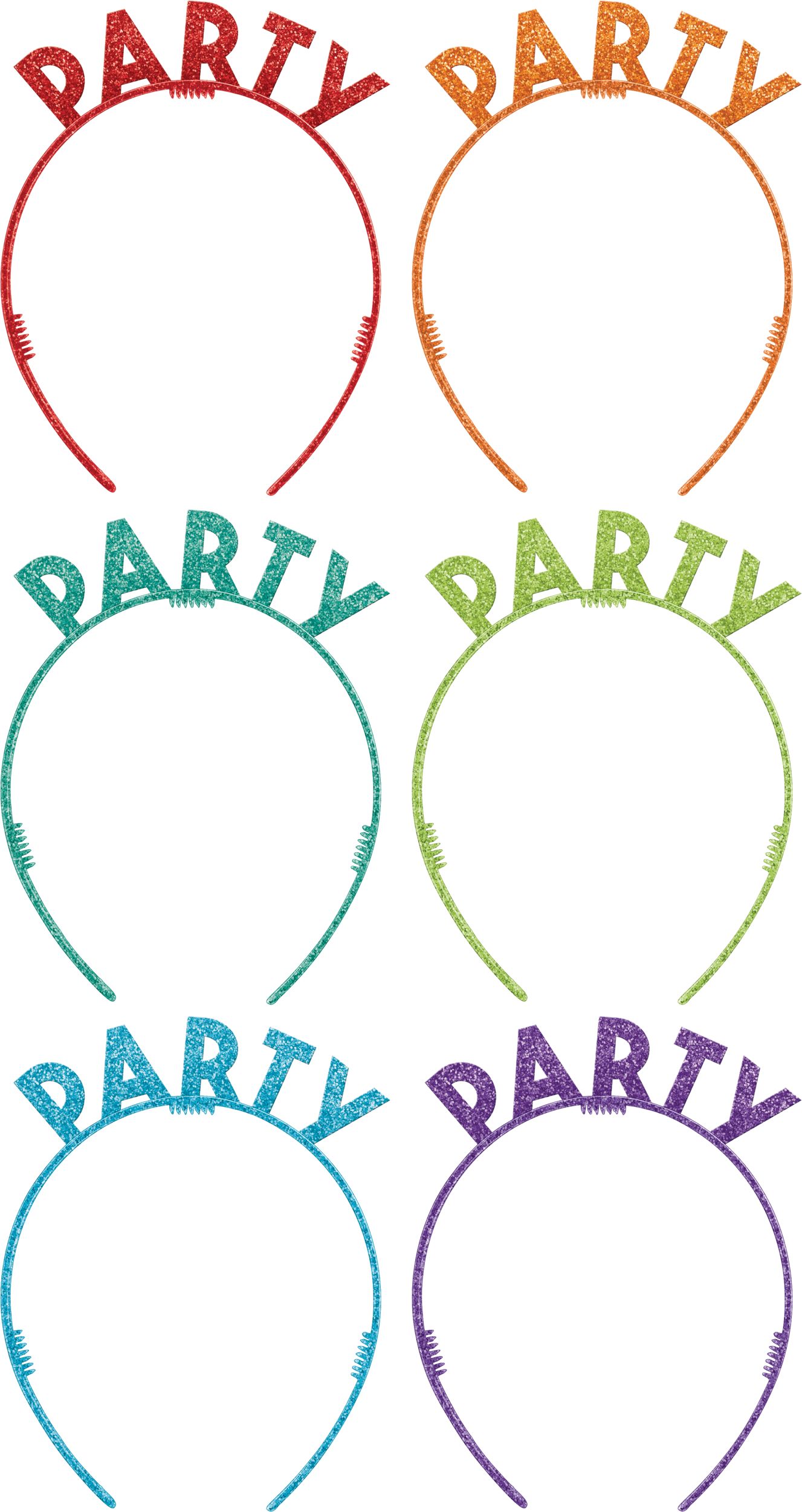 Serre-têtes scintillants Party, multicolore, taille unique, paq. 6, accessoire à porter pour anniversaires Front_Flat