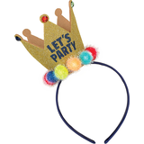 A Reason To Celebrate "Lets Party" Light-Up Glitter Pom Pom Crown Headband, Multi-Coloured, One Size, Wearable Accessory for Birthdays Front_Flat