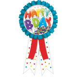 Balloon Birthday "Happy B-Day" Award Ribbon Confetti Shaker, Multi-Coloured, One Size, Wearable Accessory for Birthdays Front_Flat