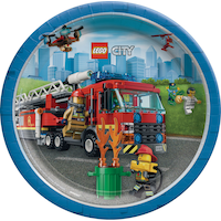 LEGO City Birthday Party Lunch Plates, 9-in, 8-pk Overhead_Flat