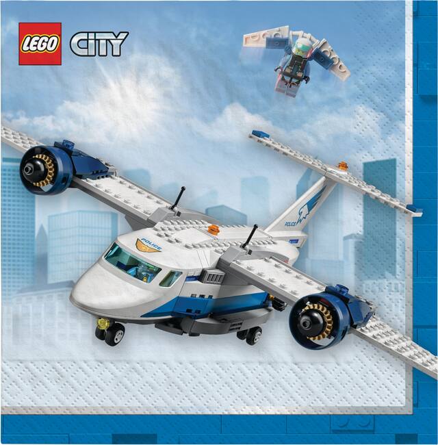Serviettes de table pour fête d'anniversaire, Lego City, 6,5 po, paq. 16 Front_Flat