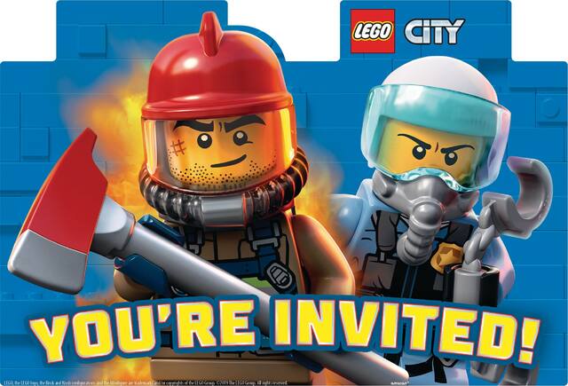 Lego City Birthday Party Invitations, 8-pk Front_Flat