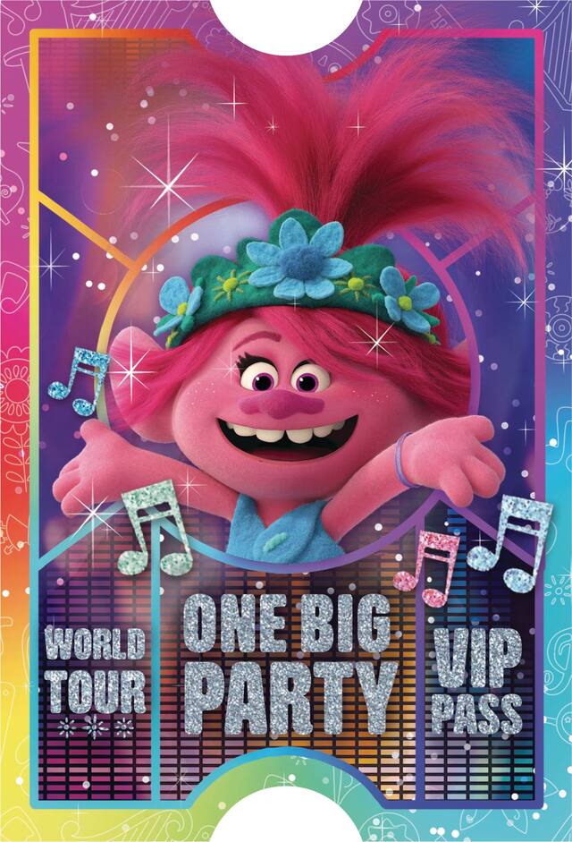 Trolls World Tour Postcard Birthday Party Invitations, 8-pk Front_Flat