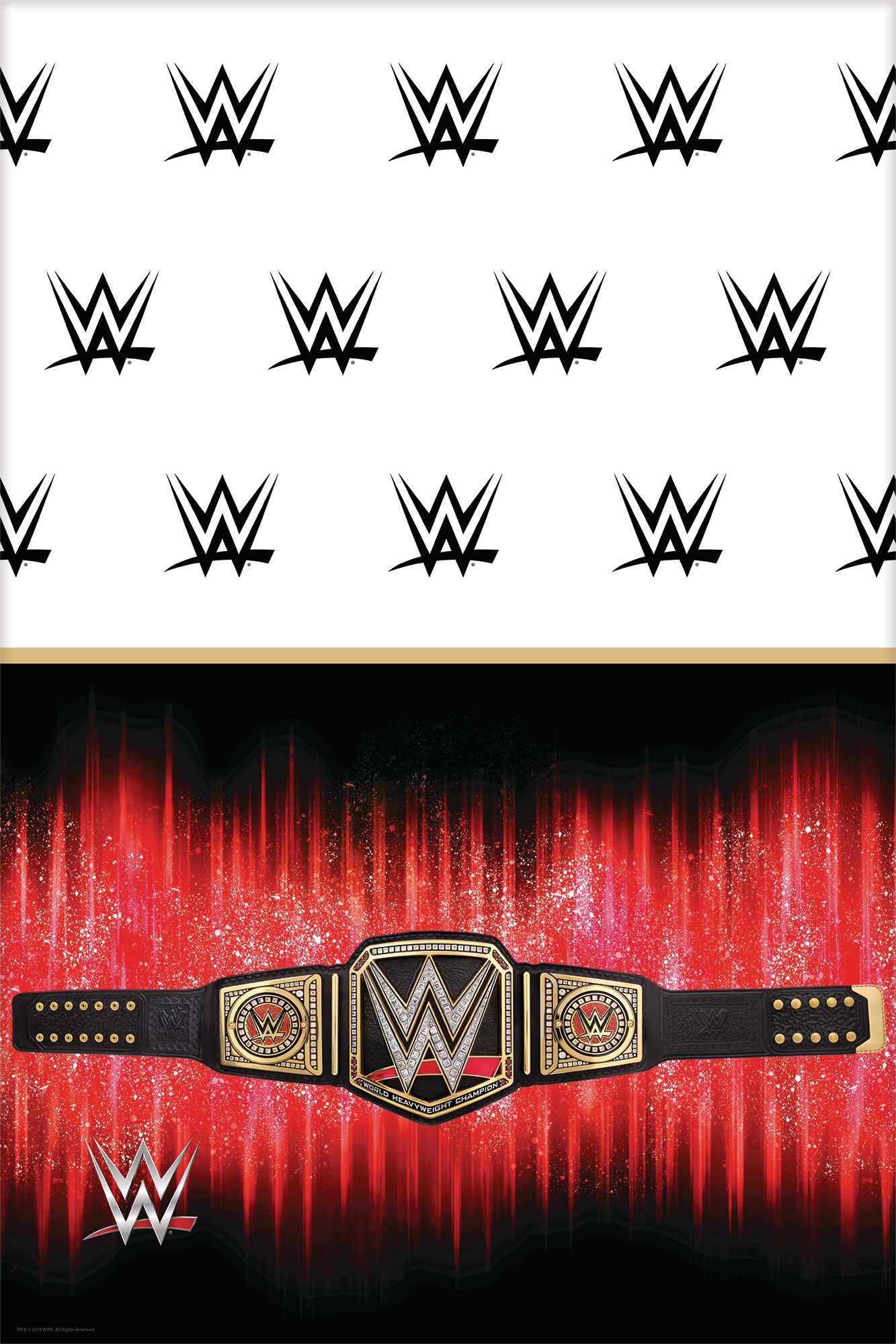 WWE Champion Birthday Party Table Cover, 54-in x 96-in Front_Flat