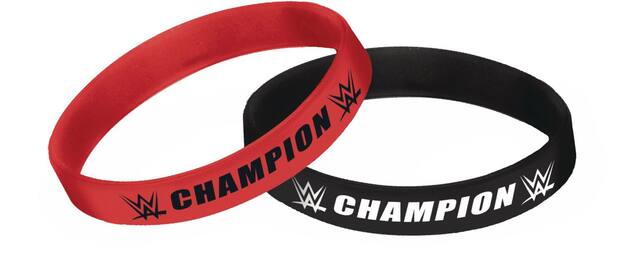 Bracelets en caoutchouc WWE Champion pour cadeaux-surprises d'anniversaire, noir/rouge, paq. 6 Composite_or_Mixed