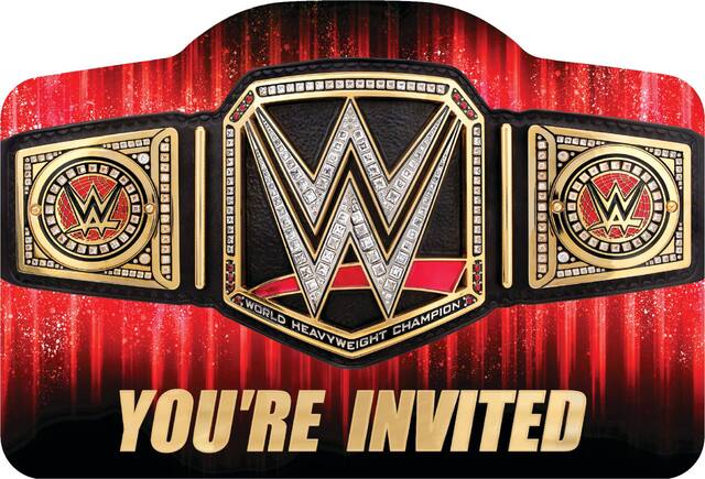 Invitations pour fête d'anniversaire WWE Champion, paq. 8 Front_Flat