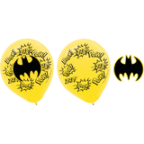 Trousse de décoration Ballon en latex Rond DC Batman Pow! Zap!, jaune/noir, 12 po, paq. 4, pour fête d'anniversaire Front_Flat