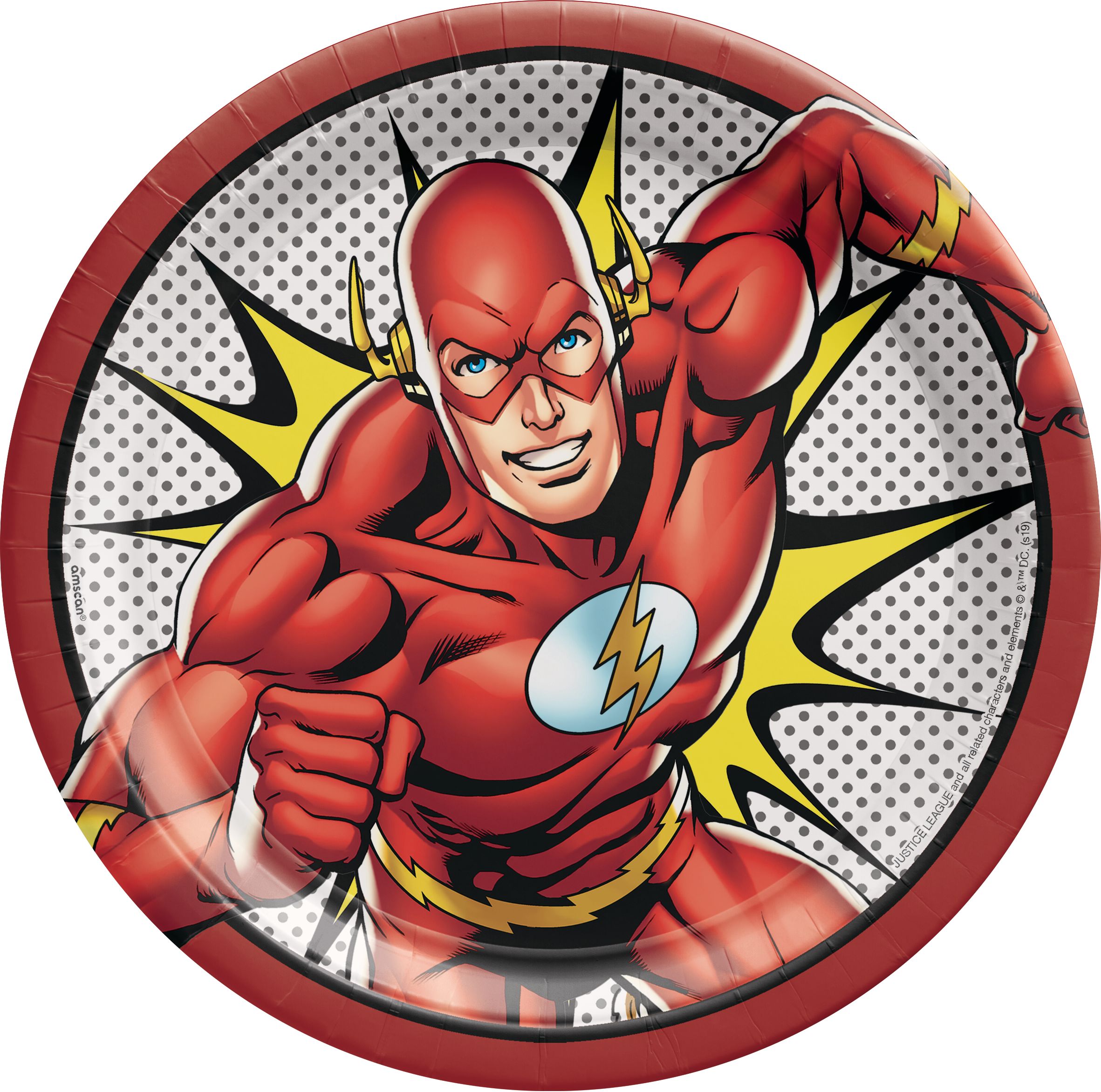 Justice League Heroes Unite The Flash Birthday Party Lunch Plates, 9-in, 8-pk Overhead_Flat
