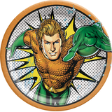 Justice League Heroes Unite Aquaman Birthday Party Lunch Plates, 9-in, 8-pk Overhead_Flat