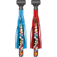 Justice League Heroes Unite Birthday Party Blowouts, Blue/Red, 8-pk Front_Flat