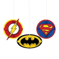 Justice League Heroes Unite Honeycomb Balls Birthday Party Decoration, 3-pc Front_Flat