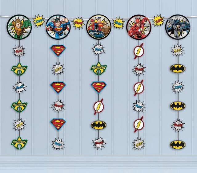 Trousse de guirlande décorative pour fête d’anniversaire Justice League Heroes Unite, paq. 5 Front_Flat