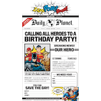 Justice League Heroes Unite Birthday Party Invitations, 8-pk Front_Flat