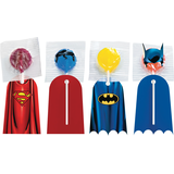 Batman & Superman Lollipop Capes, Red/Blue, 16-pk, for Birthday/Party Favour Front_Flat