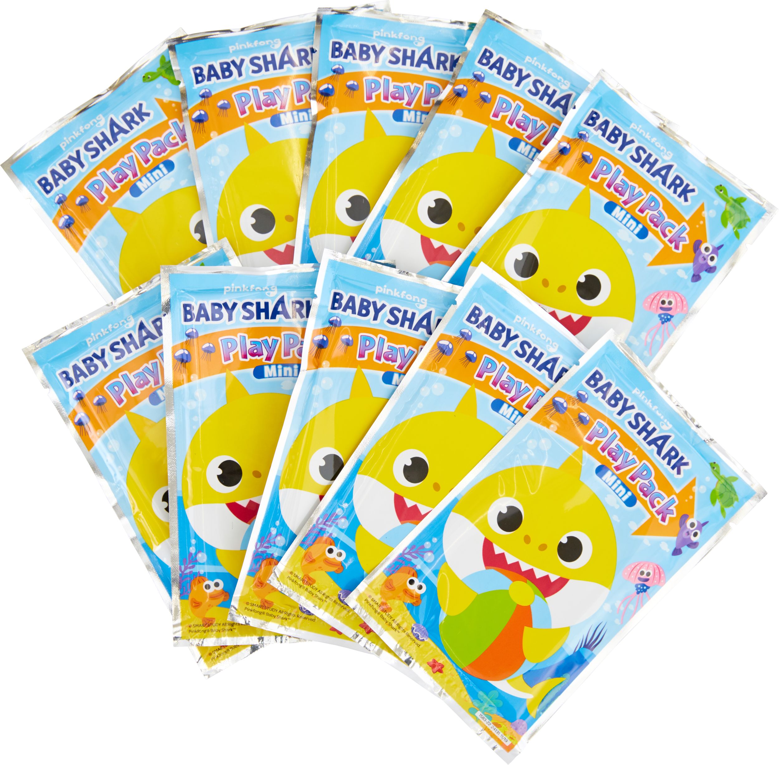 Baby Shark Play Back with Colouring Book, Crayons & Stickers, Yellow/Blue, 10-pk, Ages 5+, for Arts & Crafts/Birthday Favour Overhead_Flat