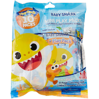 Baby Shark Play Back with Colouring Book, Crayons & Stickers, Yellow/Blue, 10-pk, Ages 5+, for Arts & Crafts/Birthday Favour
