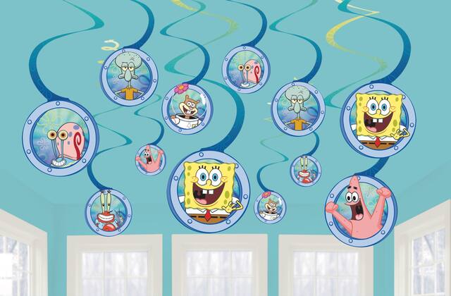 SpongeBob SquarePants Hanging Swirl Birthday Party Decorations Front_Flat