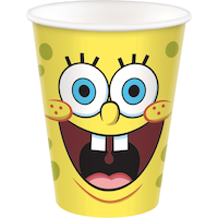 Nickelodeon SpongeBob SquarePants Paper Disposable Cups, Yellow, 9-oz, 8-pk, for Birthday Party Front_Elevated