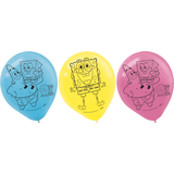 SpongeBob SquarePants Latex Balloons, Blue/Pink/Yellow, 6-pk Front_Flat