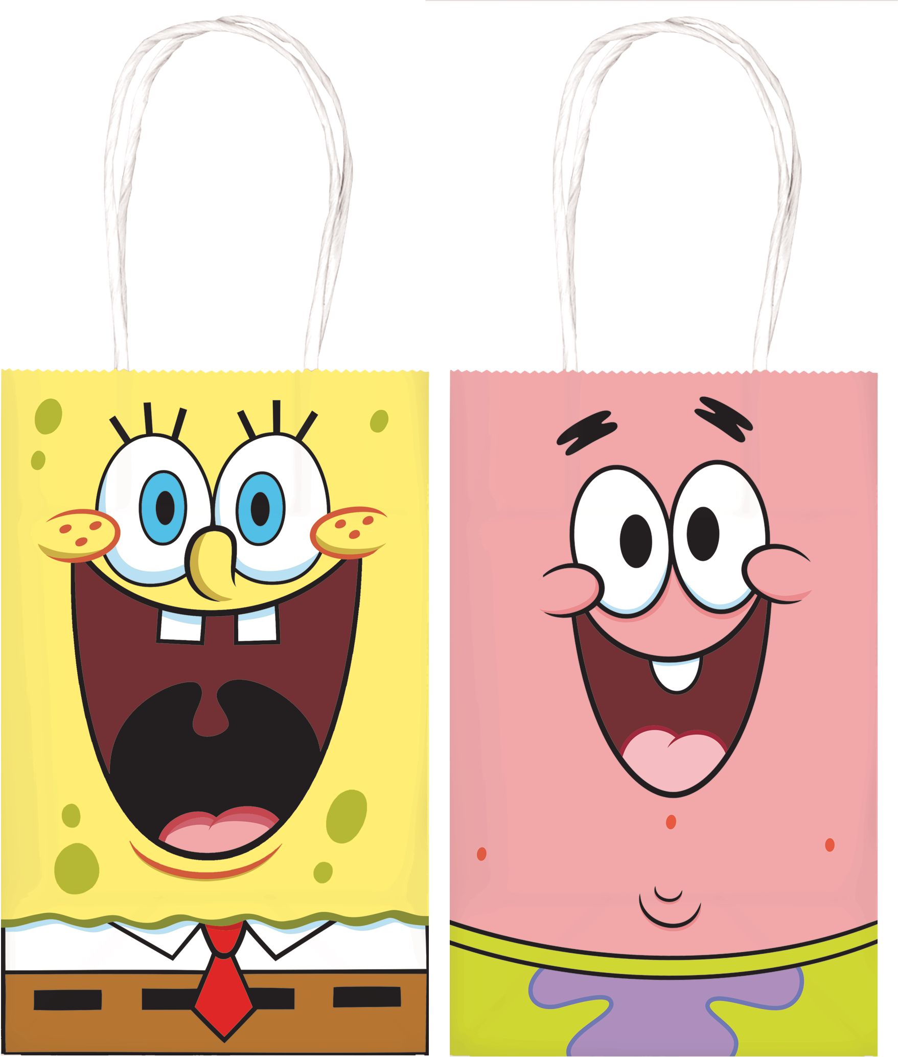 SpongeBob SquarePants Birthday Party Kraft Favour Bags, 8-pk Front_Flat