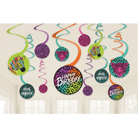Wild Child Hanging Swirl Birthday Party Decorations, 12-pc Front_Flat