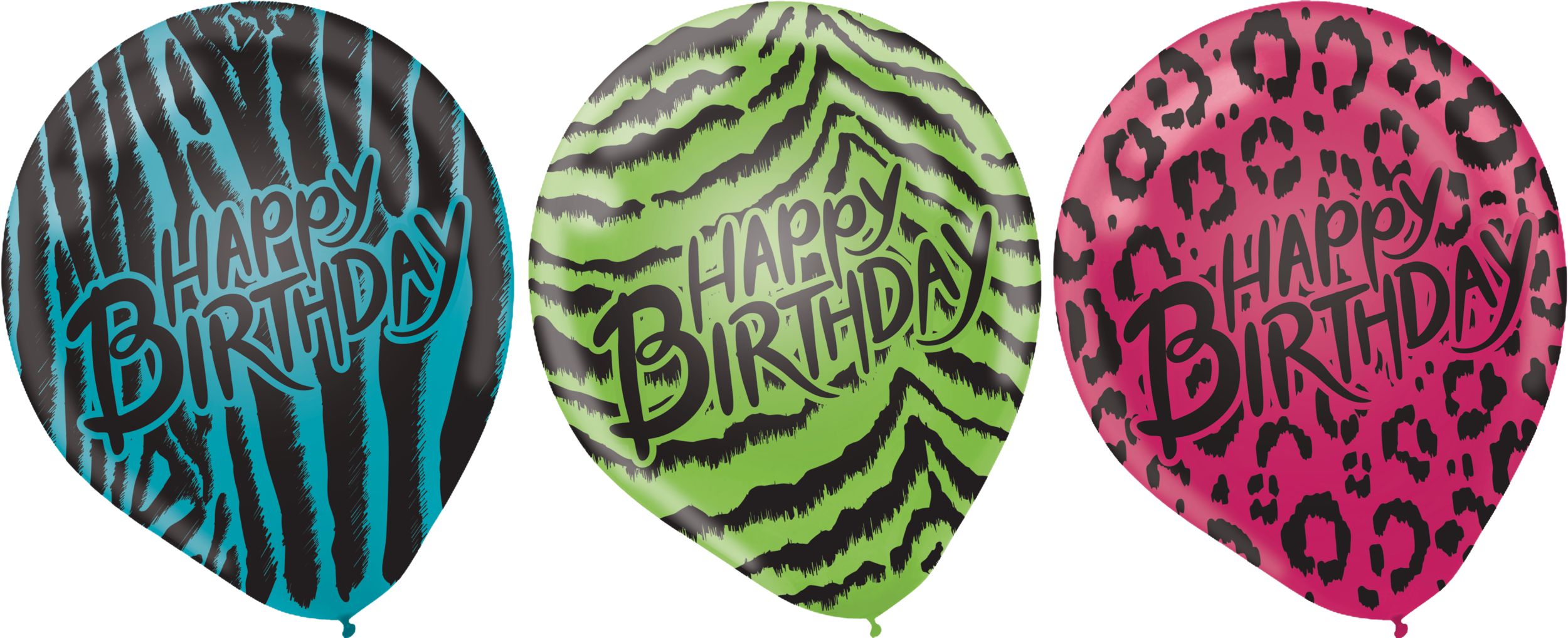 Wild Child Happy Birthday Printed Latex Balloons, 12-in, 6-pk Front_Flat