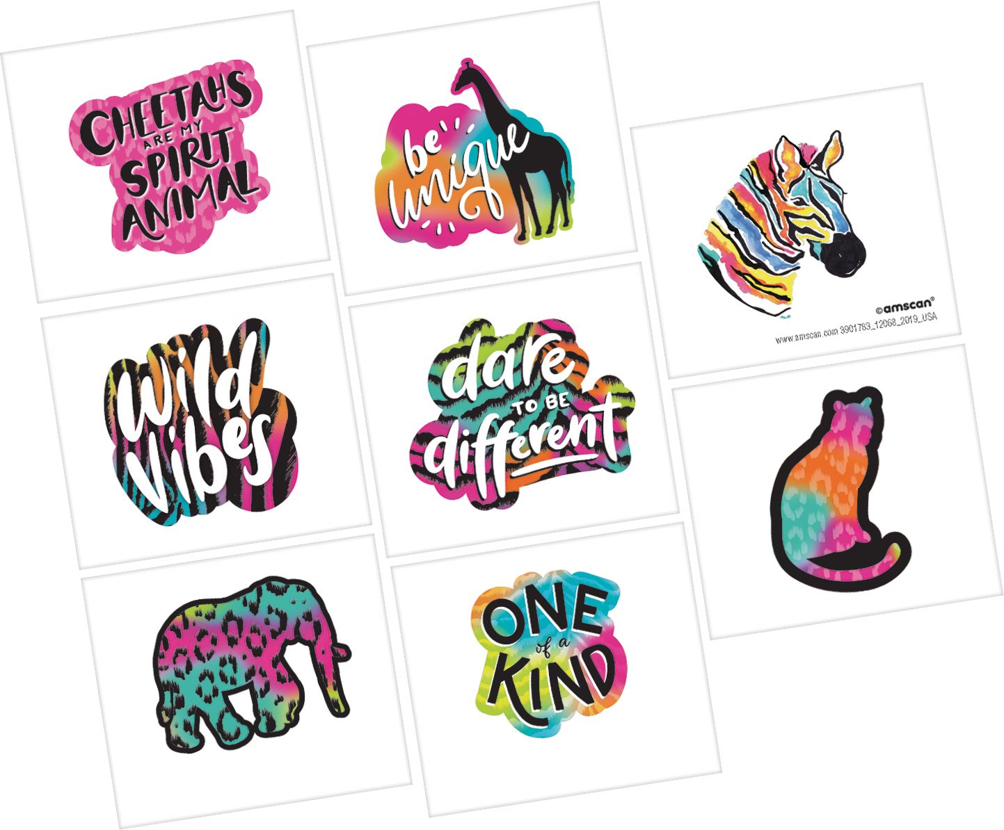 Wild Child Easy to Apply Tattoos for Birthday Party Favours, 1-Sheet Overhead_Flat