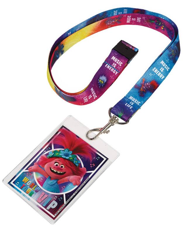 Trolls Fabric & Plastic Lanyard Wearable, Multi-Coloured, One Size, 4-pk, for Birthday Party/Halloween Overhead_Flat