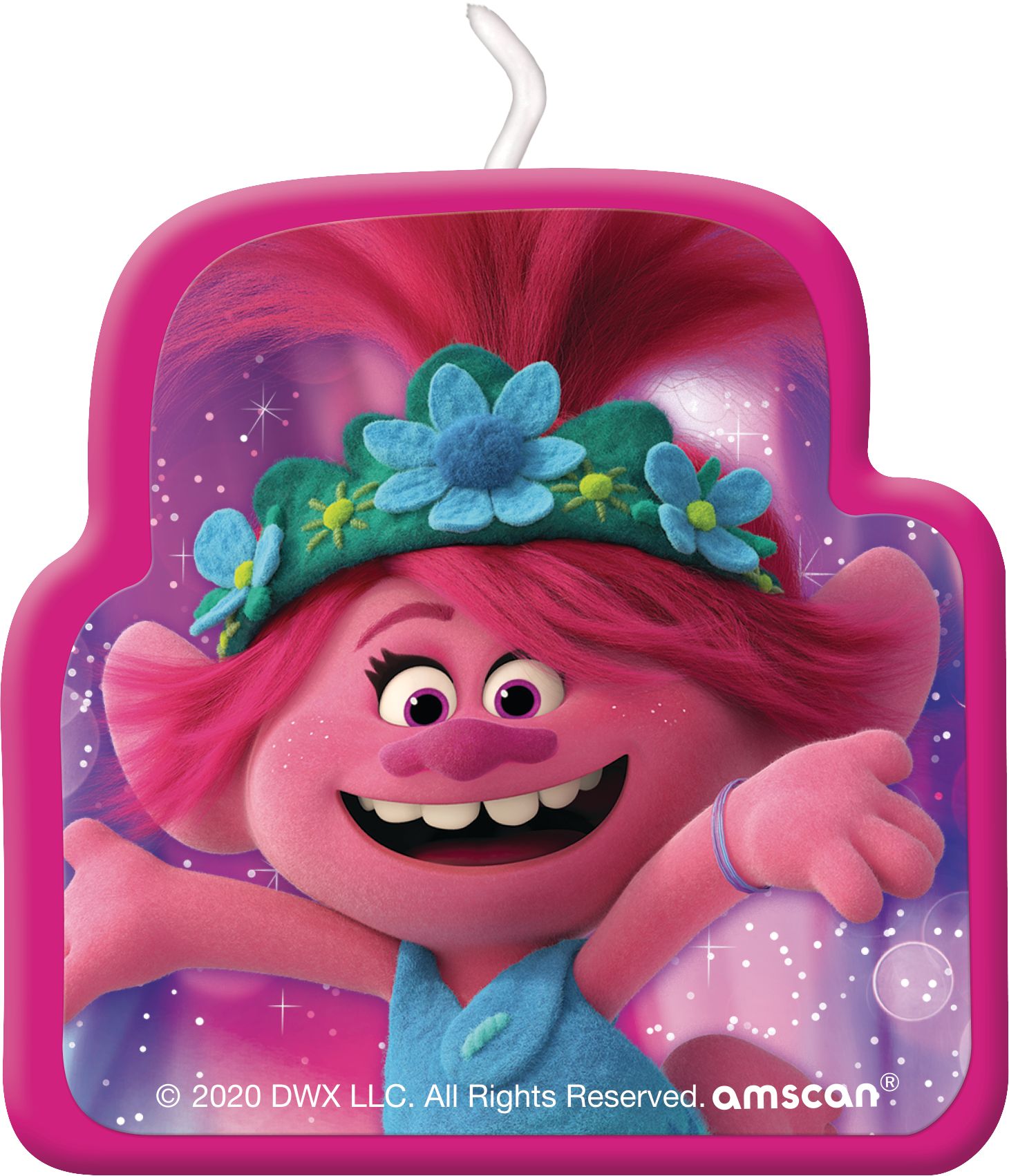 Trolls "Happy Birthday" Wax Candle Set, Multi-Coloured, 3.5-in, 4-pk, for Birthday Party Front_Flat