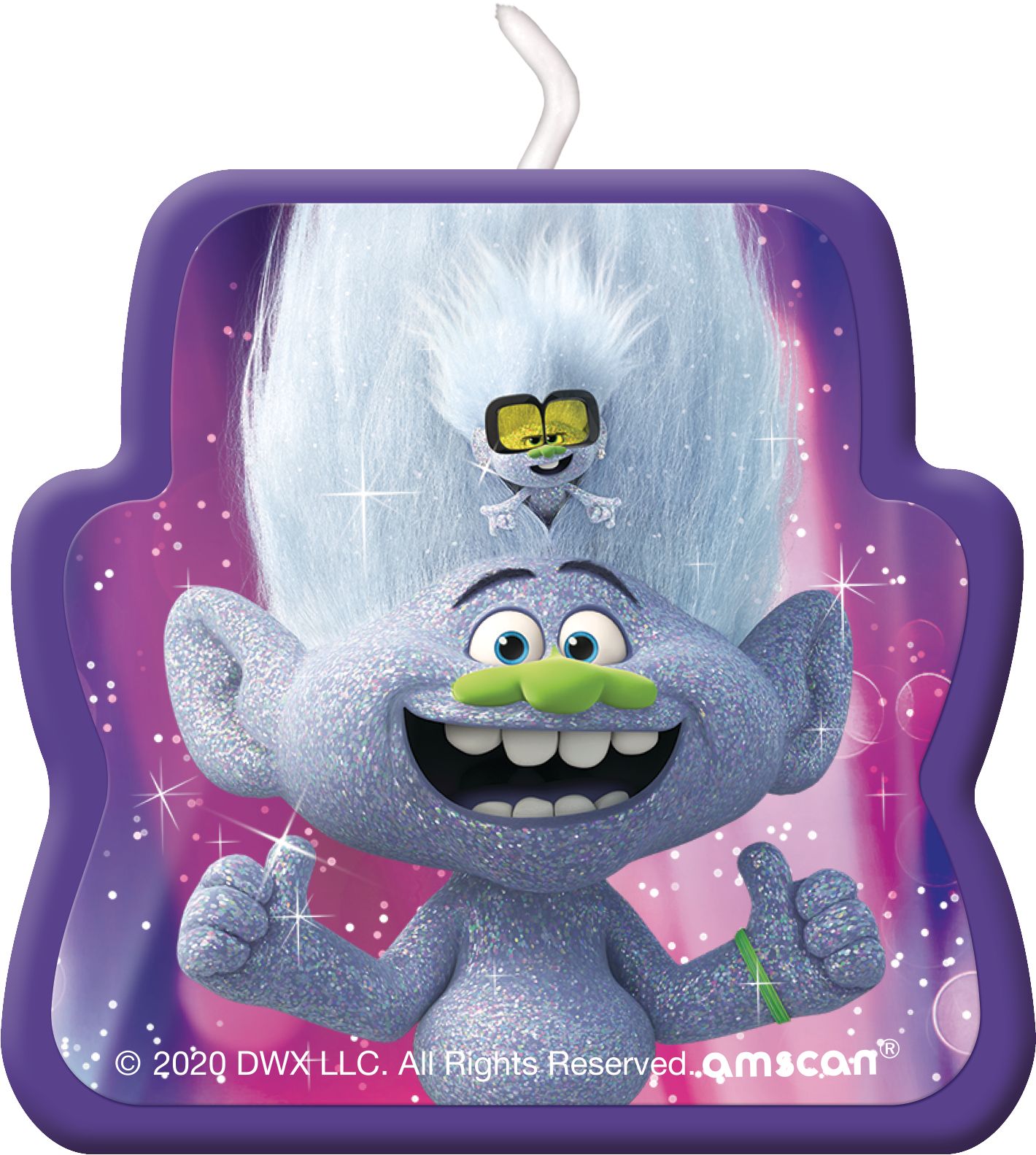 Trolls "Happy Birthday" Wax Candle Set, Multi-Coloured, 3.5-in, 4-pk, for Birthday Party Front_Flat