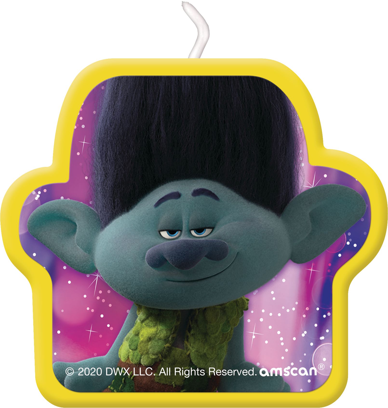 Trolls "Happy Birthday" Wax Candle Set, Multi-Coloured, 3.5-in, 4-pk, for Birthday Party Front_Flat