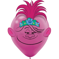 Trolls Round Latex Balloon Decorating Kit, Blue/Pink, 12-in, 6-pk, for Birthday Party Front_Flat