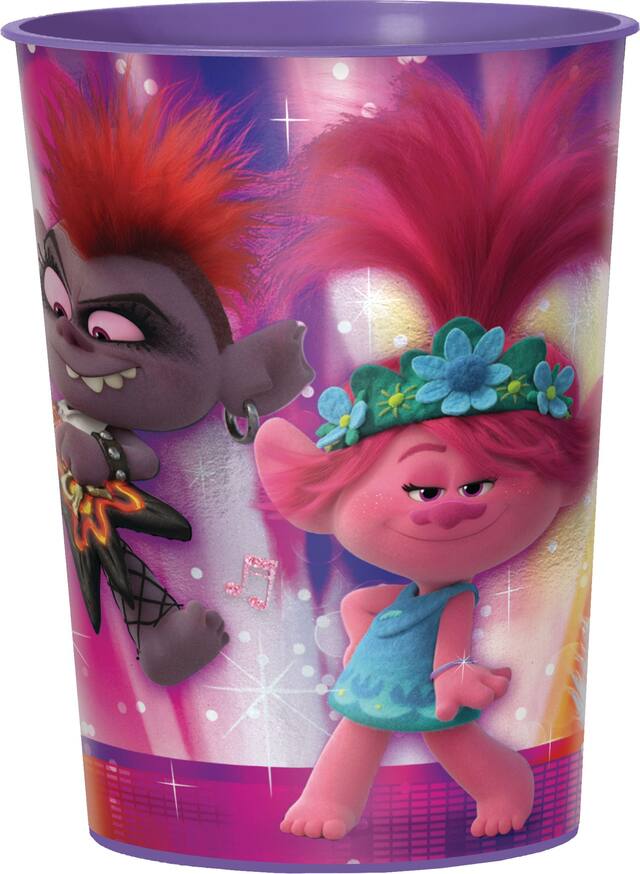 Trolls World Tour Birthday Party Favour Cup, Purple, 16-oz Front_Elevated