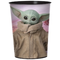 Disney Star Wars The Mandalorian Plastic Reusable Favour Cup, Brown/Purple, 16-oz, for Birthday Party Front_Elevated