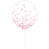 Round Transparent Confetti Latex Balloons, Metallic Pink, 24-in, 2-pk, for Baby Shower/Birthday Party Front_Flat
