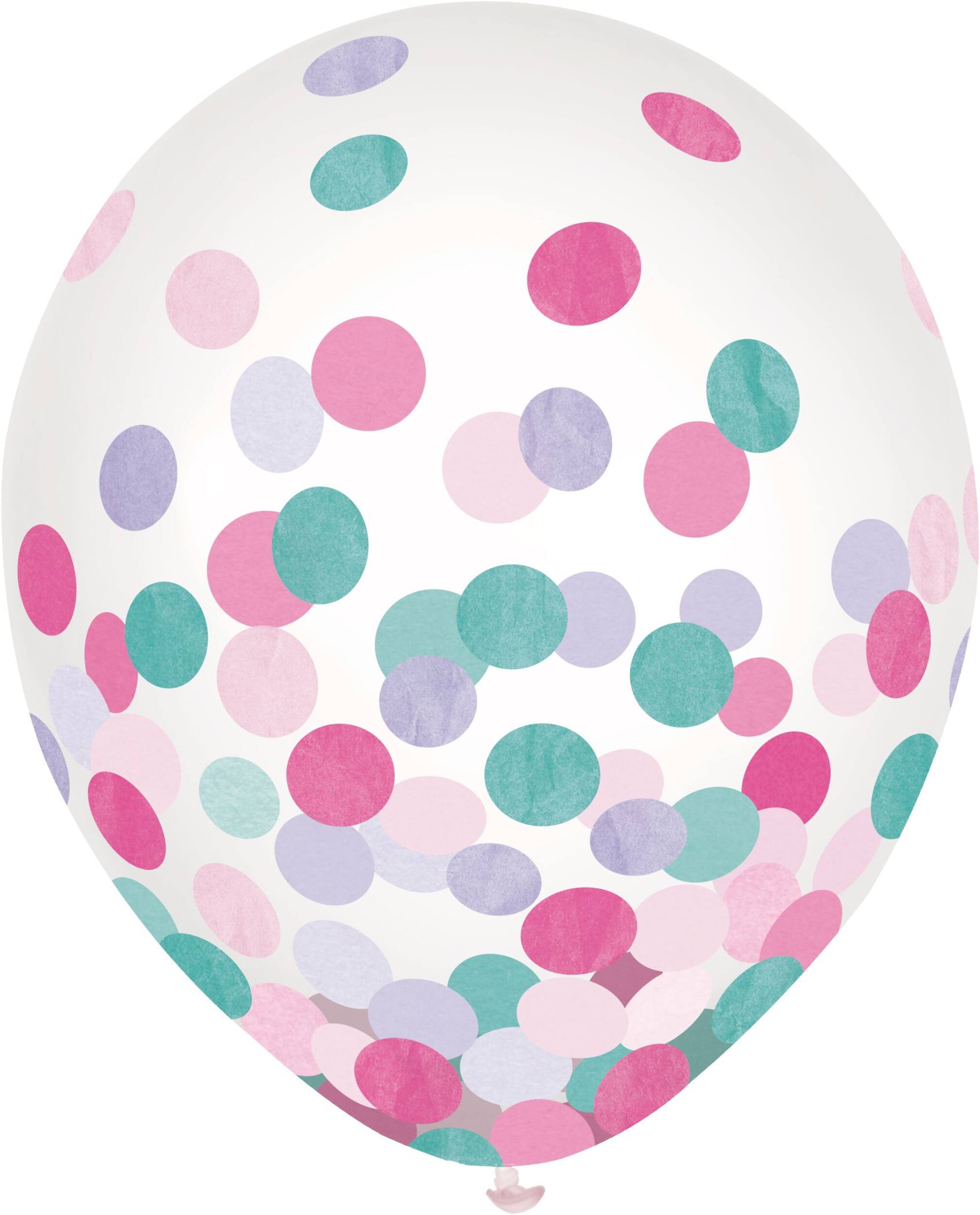 Round Transparent Confetti Latex Balloons, Pink/Blue/Purple, 12-in, 6-pk, for Birthday Party Front_Flat