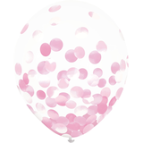 Ballons en latex ronds confettis transparents, rose, 12 po, paq. 6, pour fête prénatale/fête d'anniversaire Front_Flat