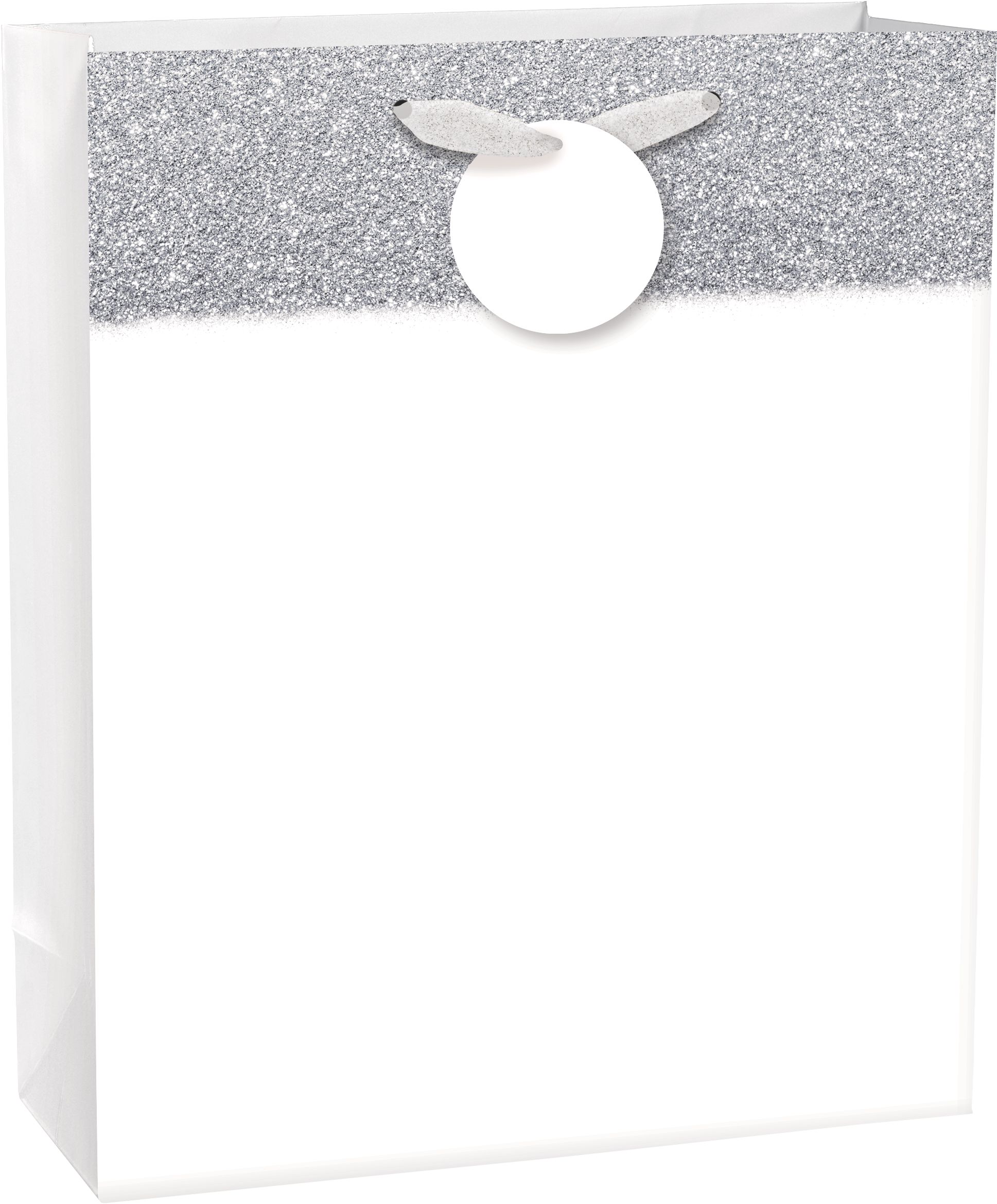 Grand sac-cadeau scintillant blanc mat Front_Angled_Right