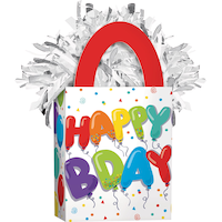 Poids pour ballons en forme de sac-cadeau ballon d'anniversaire Happy B-Day, multicolore, 5,5 po, pour fête d'anniversaire Front_Angled_Right