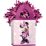 Disney Minnie Mouse Gift Bag Shaped Balloon Weight Accessory, Pink, 5.5-in, for Birthday Party Front_Angled_Right