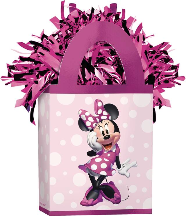 Poids pour ballons en forme de sac-cadeau Disney Minnie Mouse, rose, 5,5 po, pour fête d'anniversaire Front_Angled_Right