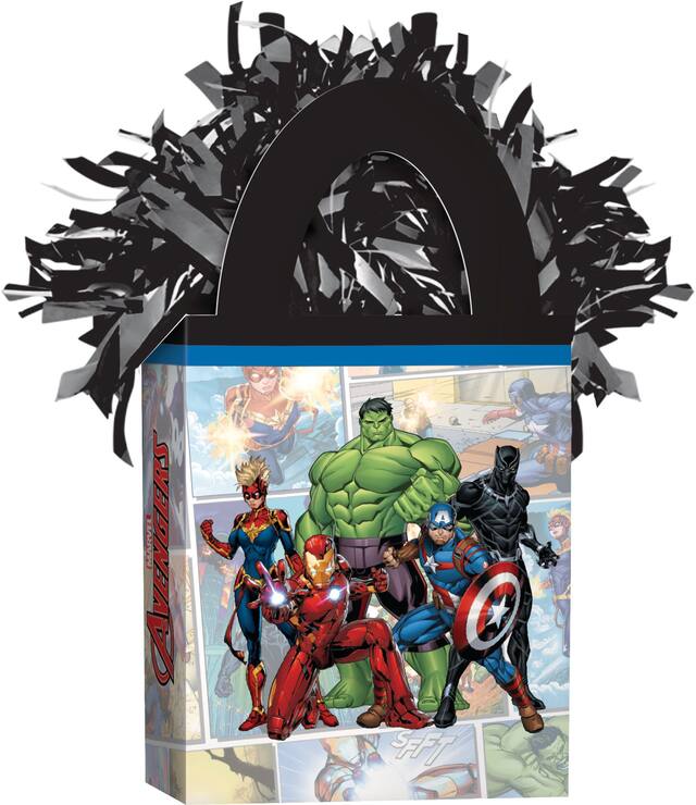 Poids pour ballons en forme de sac-cadeau Disney Marvel Avengers Hulk/Iron Man/Panthère noire, multicolore, 5,5 po, pour fête d'anniversaire Front_Angled_Right
