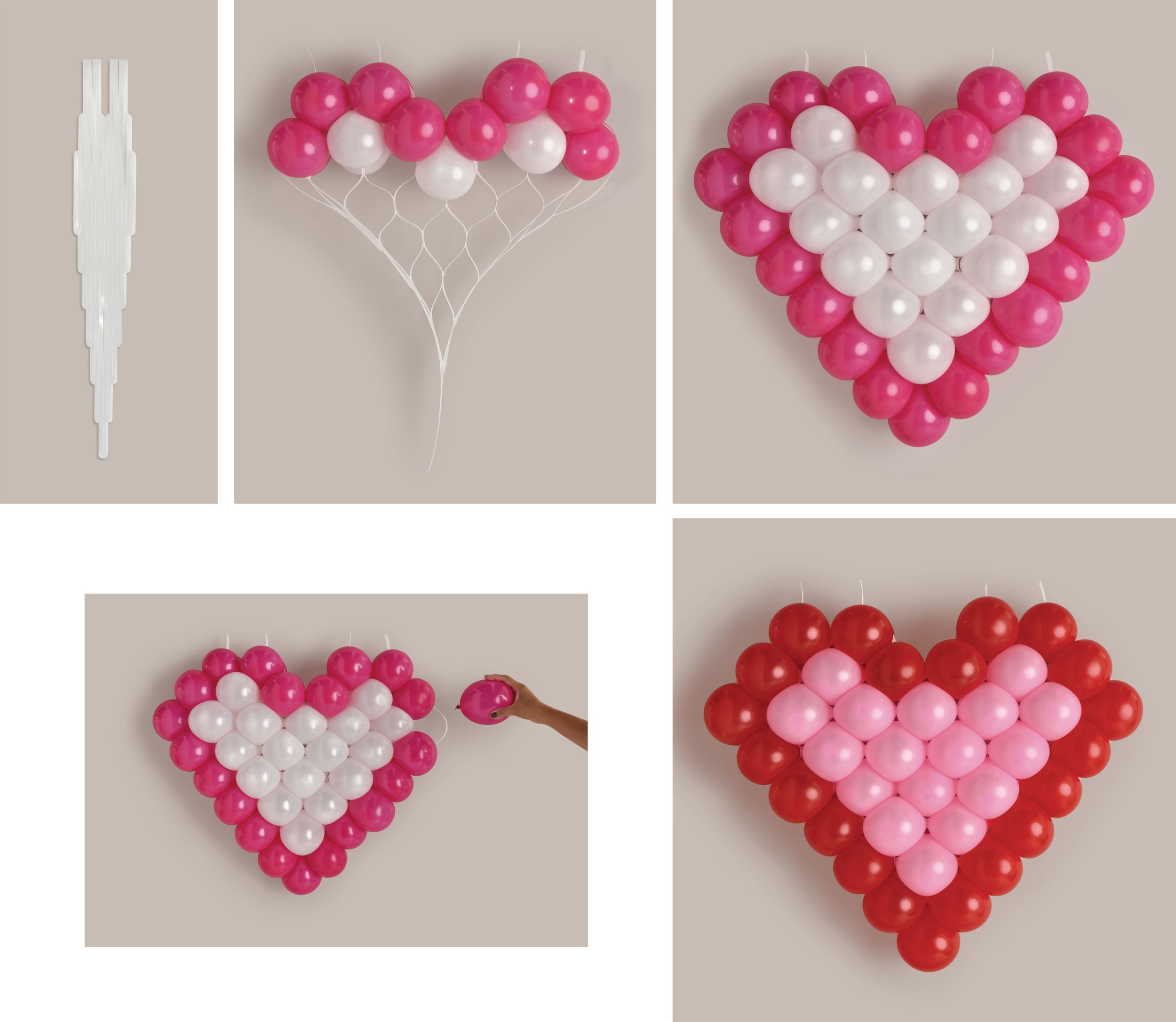 Heart Shape Balloon Grid Net Frame Holder, Clear, 27-in, for