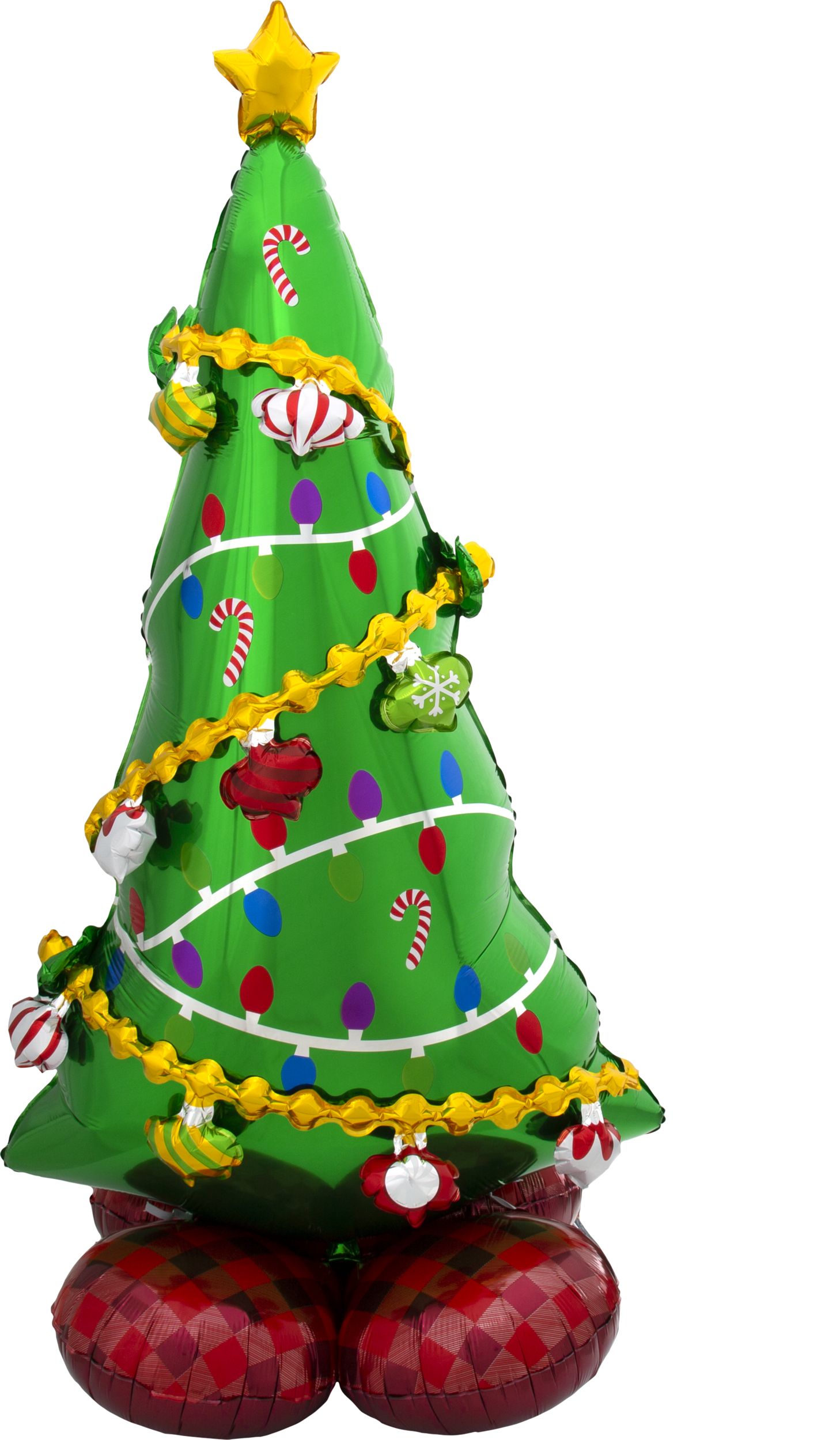 Ballon en aluminium satiné, arbre de Noël, vert, 60 po, gonflé à l'air, pour Noël Front_Flat