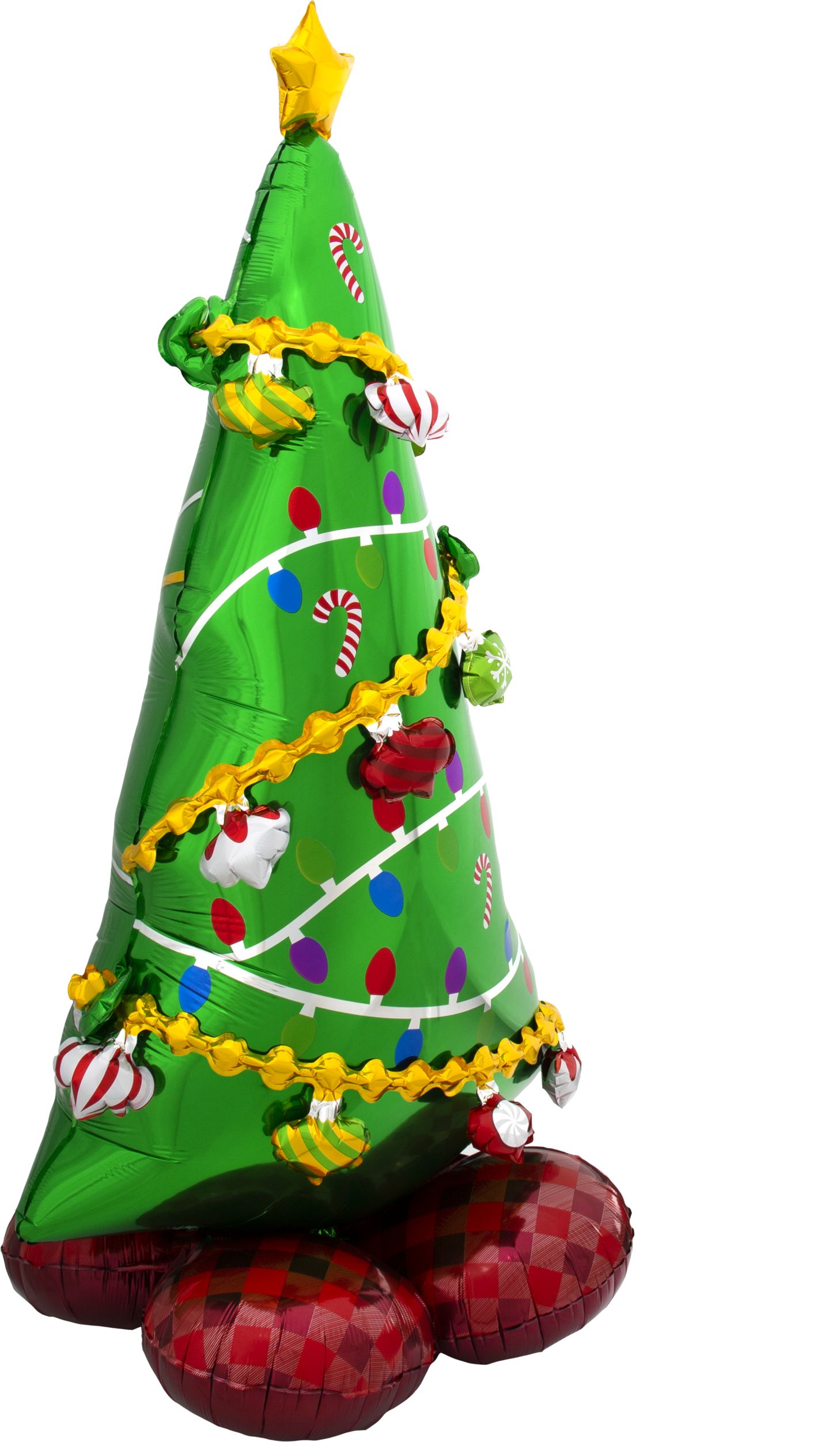 Ballon en aluminium satiné, arbre de Noël, vert, 60 po, gonflé à l'air, pour Noël Front_Angled_Right