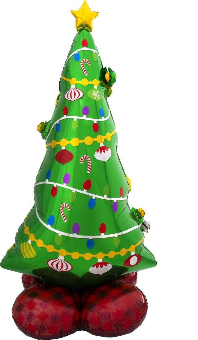 Christmas Tree Satin Foil Balloon, Green, 60-in, Air-Filled for Christmas Front_Three_Fourths_Angled_Left